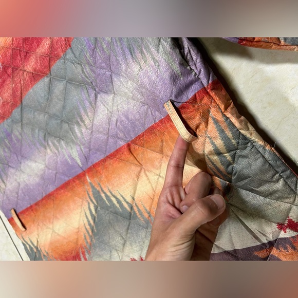 DAMAGE Polo Ralph Lauren Quilted Leather Trim Southwest Aztec Multi Color Jacket - Picture 9 of 12